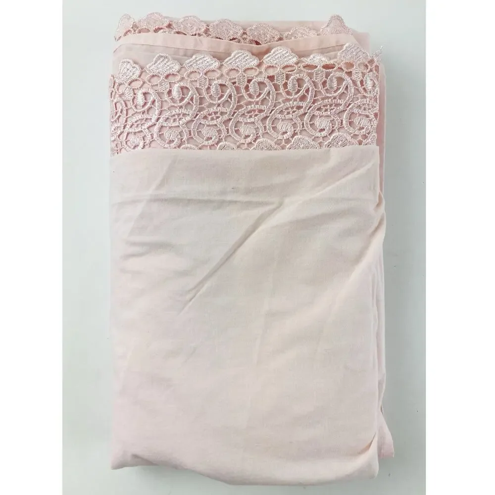 Satin & Lace Pink Flat Sheet Silky rare Feminine Boudoir Girl Single Vanity Room
